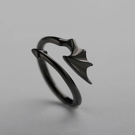 Punk   Little Devil Dragon Gothic Evil Vampire Angel Wings Rings Open Ring Halloween Party Jewelry Gift Wholesale