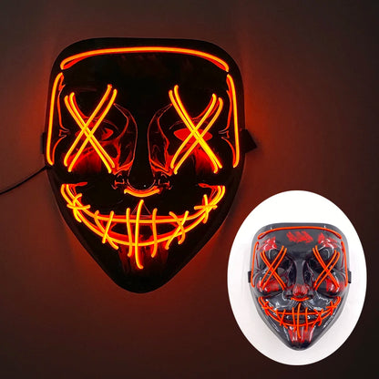 Halloween Light Up Neon Full Face Mask Luminous LED DJ Marshmellow Mask Headgear Cosplay Music Festival Party Props Glowing Mask