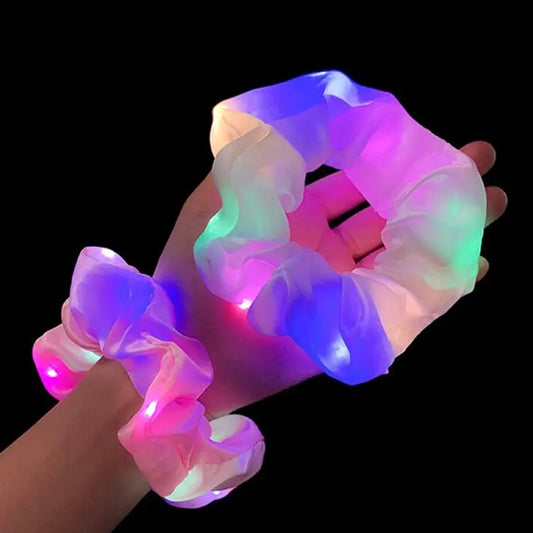 LED Glow-in-the-dark Sausage Headband for Girls, Large Luminous Ponytail Hair Accessories, Fancy Party, Birthday, Halloween Gift