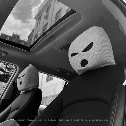 3 Hole Balaclava Full Cover Car Seat Headrest Universal Halloween Christmas Funny Car Decoration