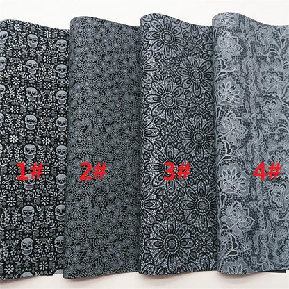Halloween Flowers Lace Spiderwebs Custom Glitter Vinyl Fabric Sheet Glitter Leather Faux For Bows Earrings DIY A4 SIZE R2100B