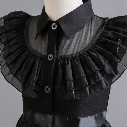 Children Wednesday Costume Girls Black Gothic Family Clothes Halloween Cosplay Costume for Kids Easter Carnival Fancy Dress Up
