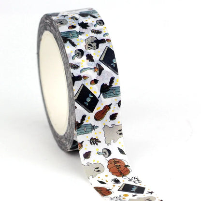 NEW 1PC 10M Deco Mushrooms Leaves Pumpkin Ghost Moon Gold Foil Halloween Washi Tape Set for Planner Masking Tape Cute Stationery