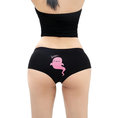 Sexy Fluorescent Lady Panties Fun Halloween Skeleton Gold Plated Women's Boxer Shorts Half Wrap Buttocks Female Boxer Briefs