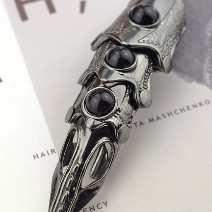 Dragon Skull Finger Long Rings Punk Rock Animal Skull Finger Long Rings Halloween Cosplay Costume Accessories Jewelry Vintage