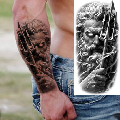 1 Sheet Full Arm Evil Witch Vampire Temporary Tattoos Sleeve Halloween Scary Skull Tatoo Waterproof Horrible Fake Tattoo Sticker