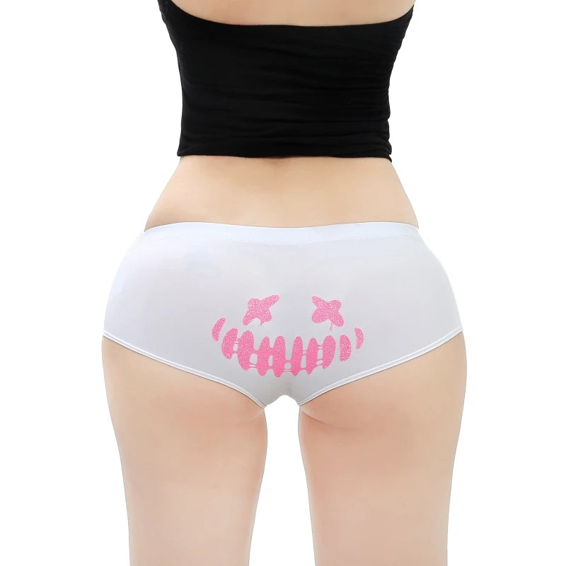 Sexy Fluorescent Lady Panties Fun Halloween Skeleton Gold Plated Women's Boxer Shorts Half Wrap Buttocks Female Boxer Briefs