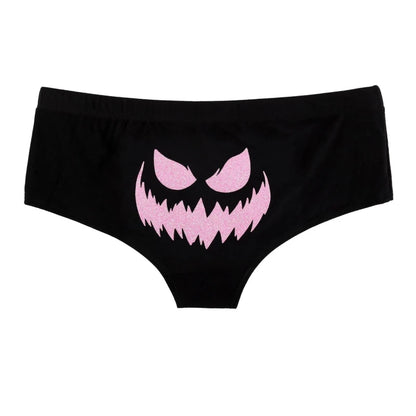 Sexy Fluorescent Lady Panties Fun Halloween Skeleton Gold Plated Women's Boxer Shorts Half Wrap Buttocks Female Boxer Briefs