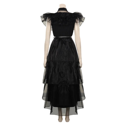 KLFLGD Black Lace Halloween Dress Up Girl's Birthday Party Performance Dress New Girl Role Playing Dress 4-12 Years Old
