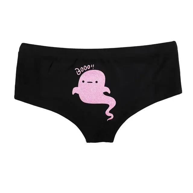 Sexy Fluorescent Lady Panties Fun Halloween Skeleton Gold Plated Women's Boxer Shorts Half Wrap Buttocks Female Boxer Briefs