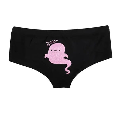 Sexy Fluorescent Lady Panties Fun Halloween Skeleton Gold Plated Women's Boxer Shorts Half Wrap Buttocks Female Boxer Briefs