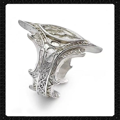 LATS Retro Personality Ancient Silver Color Hollowed-out Relief Crown Castle Rings for Women Men Halloween Trend Gothic Jewelry