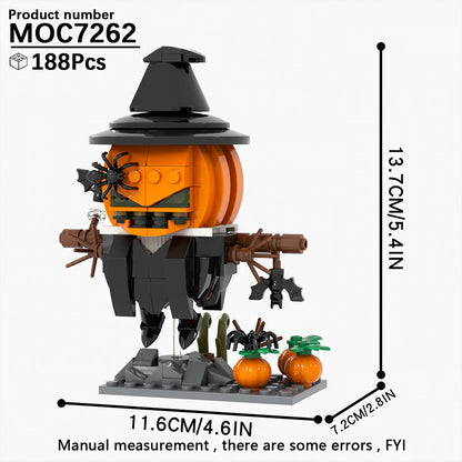 Halloween Festival Series Architecture Pumpkin Carriage Model Set Horror DIY Tombstone Grave MOC Building Block For Kid Toy Gift