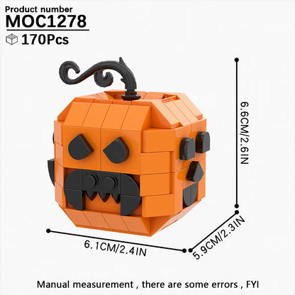 Halloween Festival Series Architecture Pumpkin Carriage Model Set Horror DIY Tombstone Grave MOC Building Block For Kid Toy Gift