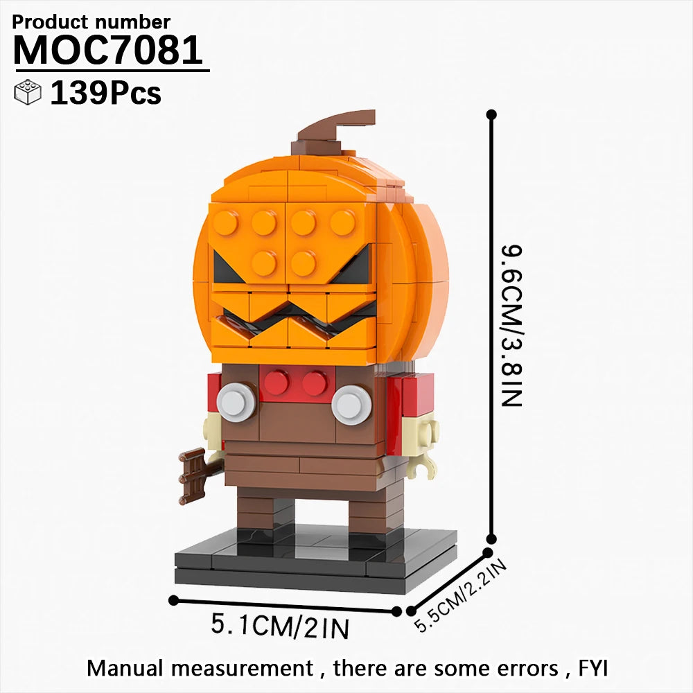 Halloween Festival Series Architecture Pumpkin Carriage Model Set Horror DIY Tombstone Grave MOC Building Block For Kid Toy Gift