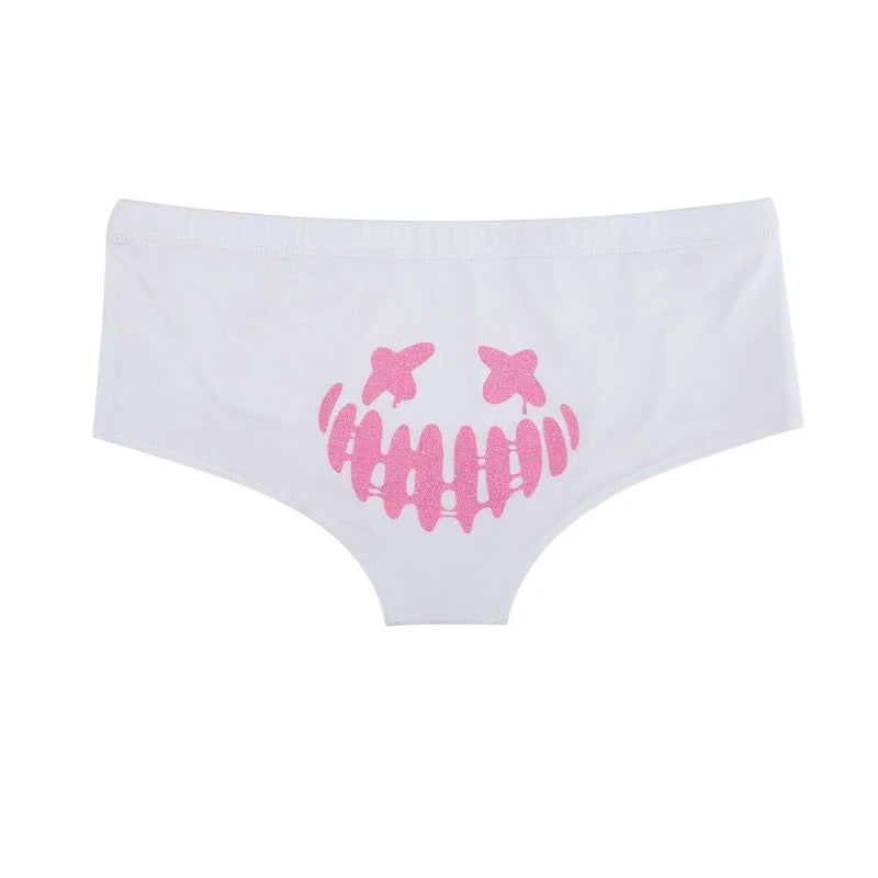 Sexy Fluorescent Lady Panties Fun Halloween Skeleton Gold Plated Women's Boxer Shorts Half Wrap Buttocks Female Boxer Briefs