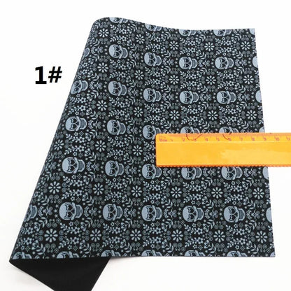 Halloween Flowers Lace Spiderwebs Custom Glitter Vinyl Fabric Sheet Glitter Leather Faux For Bows Earrings DIY A4 SIZE R2100B