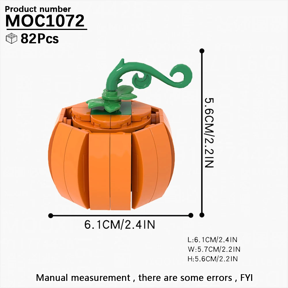 Halloween Festival Series Architecture Pumpkin Carriage Model Set Horror DIY Tombstone Grave MOC Building Block For Kid Toy Gift