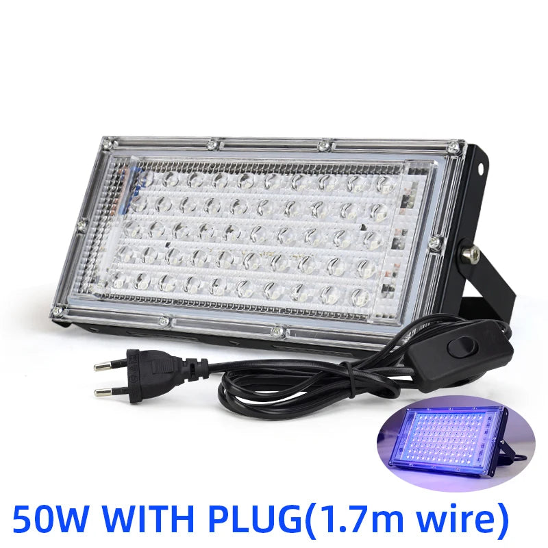 UV Floodlight Lights 50W 100W LED Stage Blacklight Ultraviolet Flood Effect Light for Halloween Xmas Dance DJ Disco Party Bar