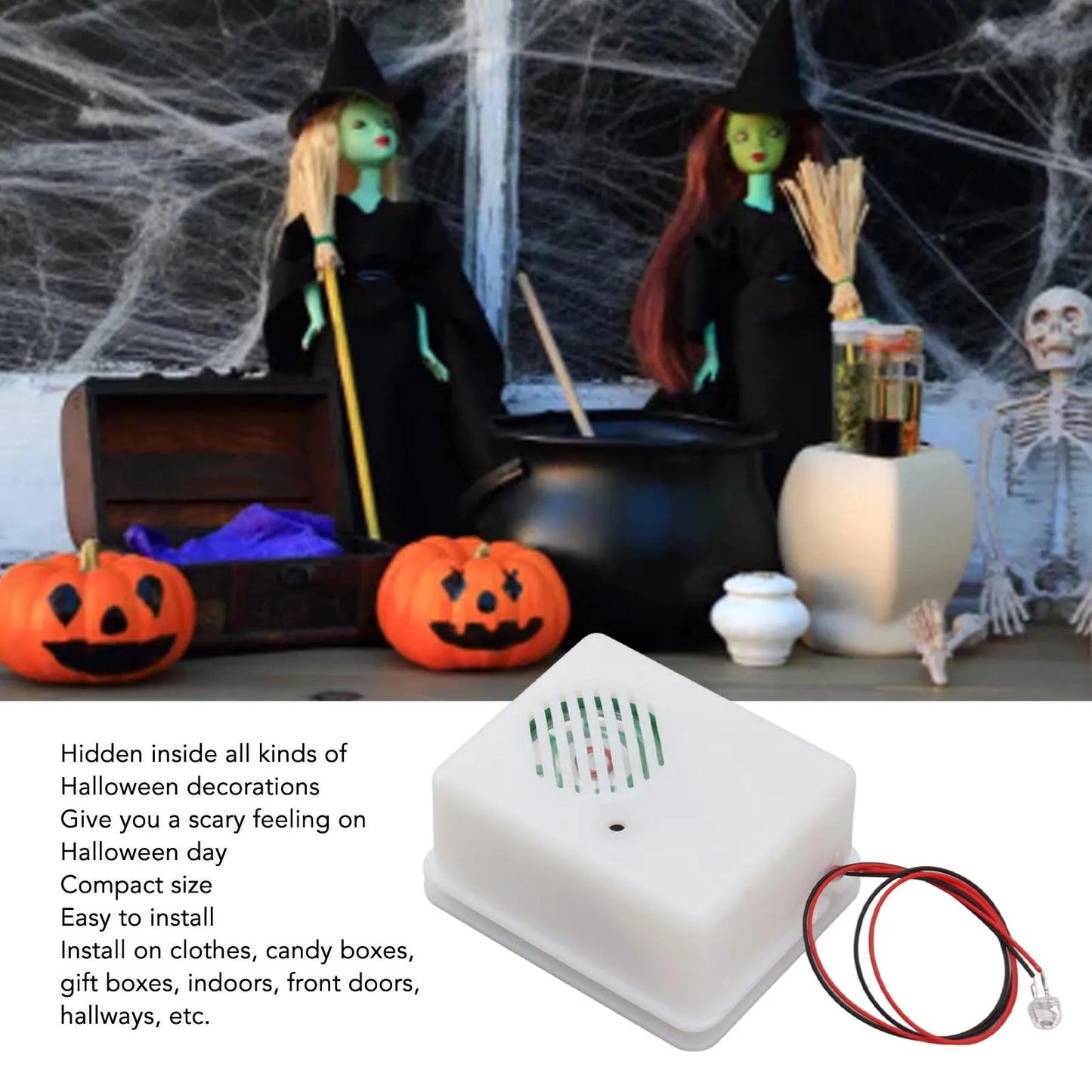 Halloween Sound Player Compact ABS Sturdy Multipurpose Horror Loudspeaker For Halloween Party Decoration Outdoor