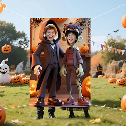 Halloween Photo Background Cloth Indoor and Outdoor Party Decoration Hanging Bra Flag Punching Commemorative Funny Banner