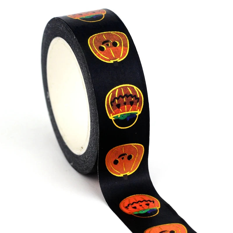 NEW 1PC 10M Deco Mushrooms Leaves Pumpkin Ghost Moon Gold Foil Halloween Washi Tape Set for Planner Masking Tape Cute Stationery
