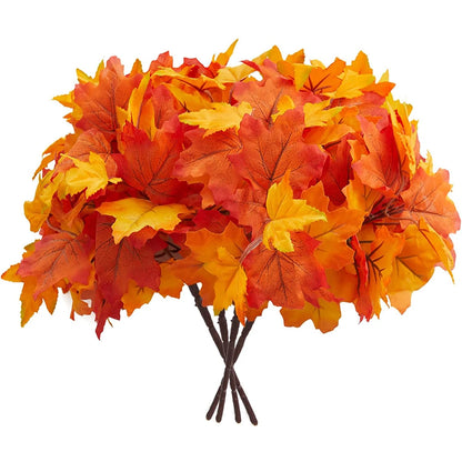 35cm Autumn Artificial Maple Leaves Bouquet Silk Plants Branch for Halloween Thanksgiving Day Fireplace Festival Home Fall Decor