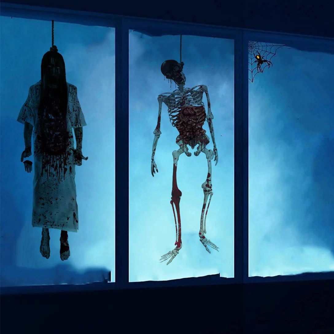 Scary Skeleton Window Sticker Halloween Party Supplies Scary Ghost Window Decals Haunted House Decor Halloween Decorations 2024