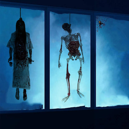 Scary Skeleton Window Sticker Halloween Party Supplies Scary Ghost Window Decals Haunted House Decor Halloween Decorations 2024