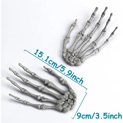 1-6Pair Halloween Skeleton Hand Scary Realistic Hand Bone Skull Decors Party Haunted House Halloween Terror Decoration Props