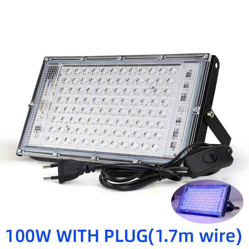 UV Floodlight Lights 50W 100W LED Stage Blacklight Ultraviolet Flood Effect Light for Halloween Xmas Dance DJ Disco Party Bar