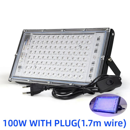 UV Floodlight Lights 50W 100W LED Stage Blacklight Ultraviolet Flood Effect Light for Halloween Xmas Dance DJ Disco Party Bar