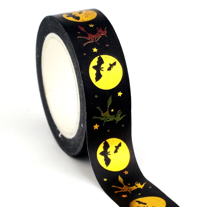 NEW 1PC 10M Deco Mushrooms Leaves Pumpkin Ghost Moon Gold Foil Halloween Washi Tape Set for Planner Masking Tape Cute Stationery
