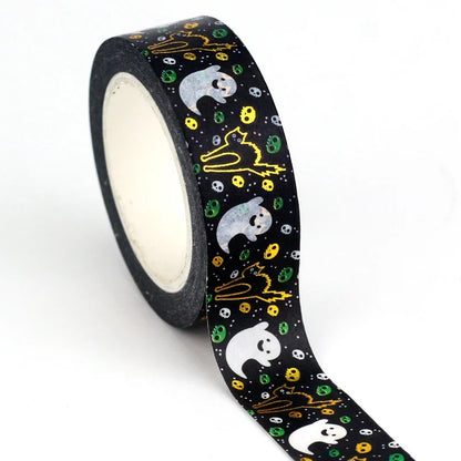 NEW 1PC 10M Deco Mushrooms Leaves Pumpkin Ghost Moon Gold Foil Halloween Washi Tape Set for Planner Masking Tape Cute Stationery