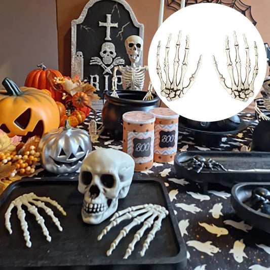 1 Pairs Halloween Skeleton Hands,Realistic Plastic Human Hand Bone,Haunted House Horror Decoration Props