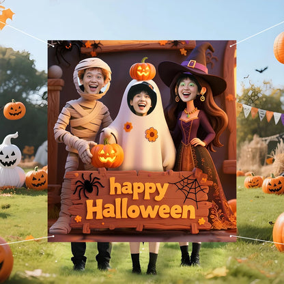 Halloween Photo Background Cloth Indoor and Outdoor Party Decoration Hanging Bra Flag Punching Commemorative Funny Banner
