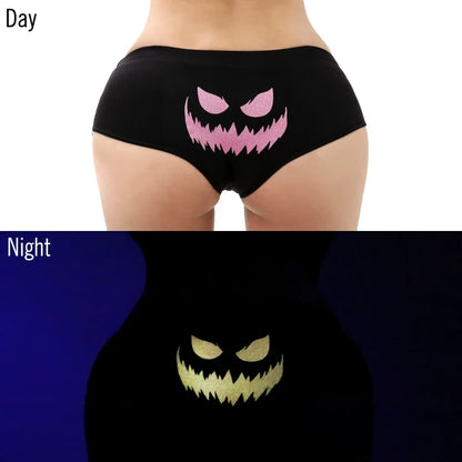Sexy Fluorescent Lady Panties Fun Halloween Skeleton Gold Plated Women's Boxer Shorts Half Wrap Buttocks Female Boxer Briefs
