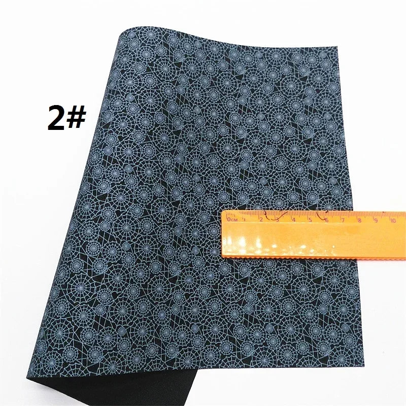 Halloween Flowers Lace Spiderwebs Custom Glitter Vinyl Fabric Sheet Glitter Leather Faux For Bows Earrings DIY A4 SIZE R2100B