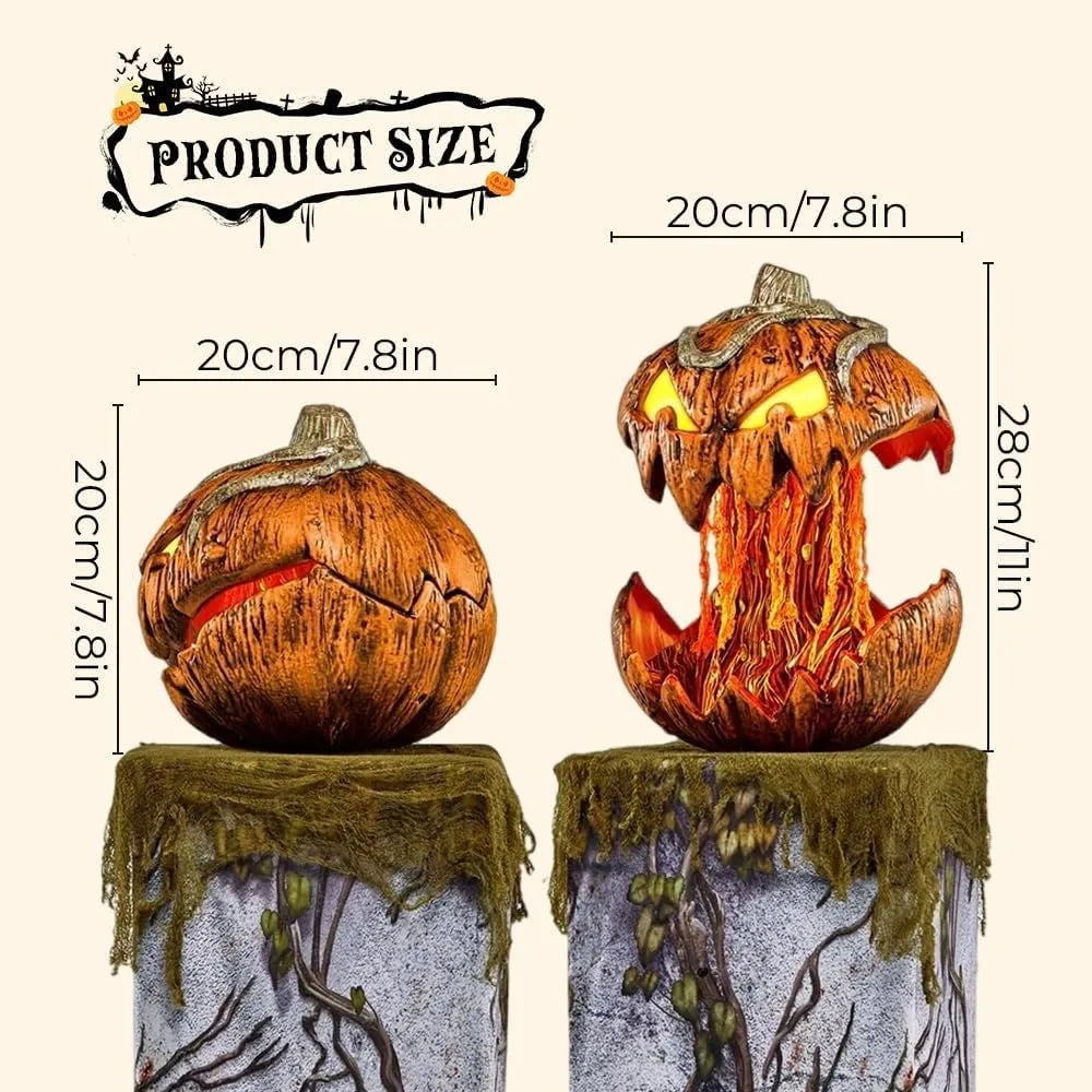 Thriller Halloween Scary Pumpkin Head With Lifting Function With Light And Sound Extendable Talking Pumpkins
