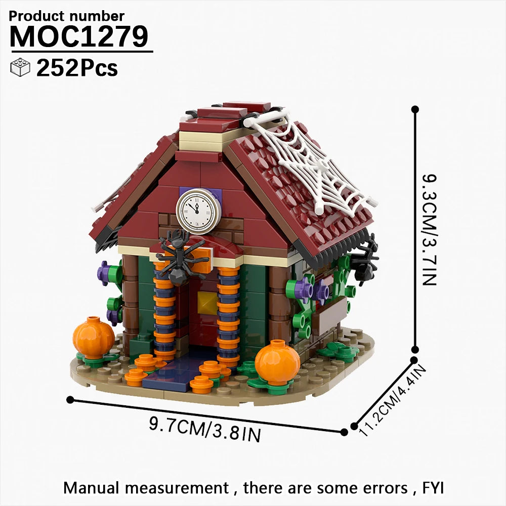 Halloween Festival Series Architecture Pumpkin Carriage Model Set Horror DIY Tombstone Grave MOC Building Block For Kid Toy Gift
